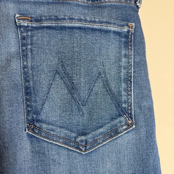 Mother The Roller Fray Wide Leg Denim Jeans Women's 32 Work Hard Play Hard NWT
